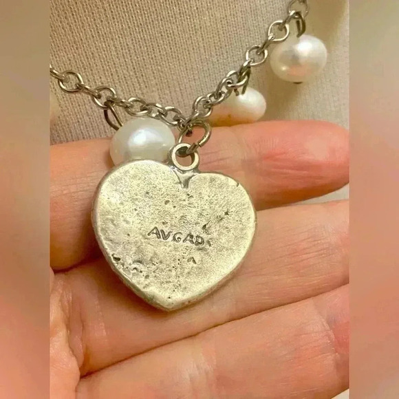 Vintage (90’s) Avgad signed  necklace with a natural pearls - Picture 5 of 7